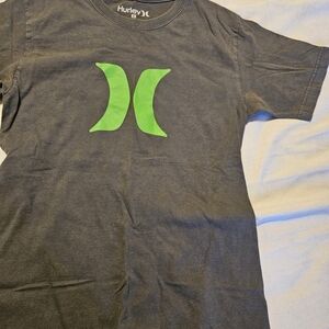 Hurley Men's Gray T-Shirt with Green Logo
